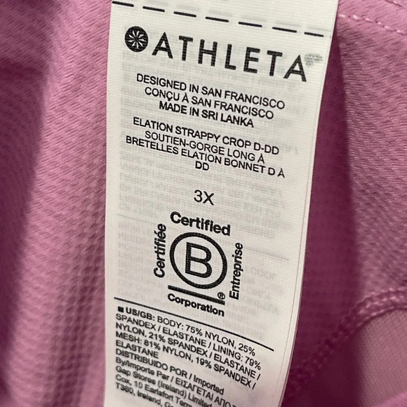Athleta Elation Strappy Crop Quartz Pink Sports Bra Tank Top D-DD - Picture 8 of 9